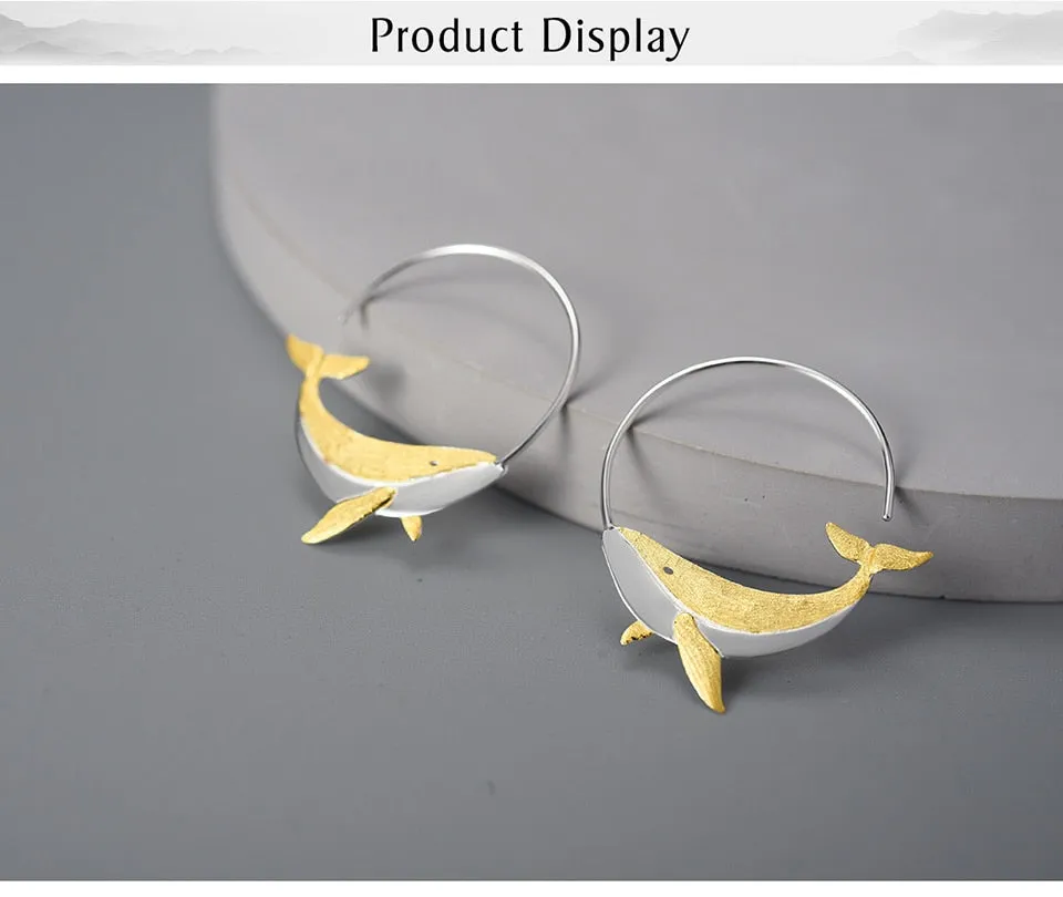 Whale Round Hoop Earrings
