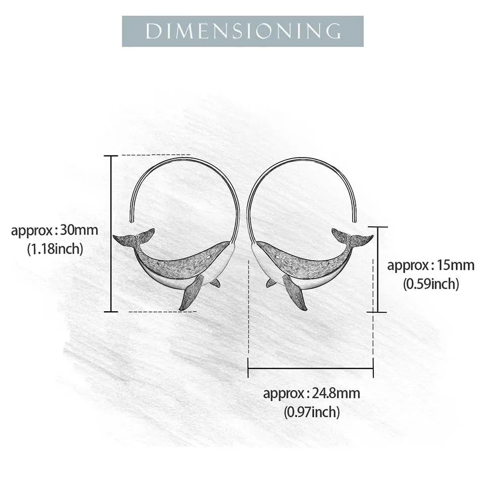 Whale Round Hoop Earrings
