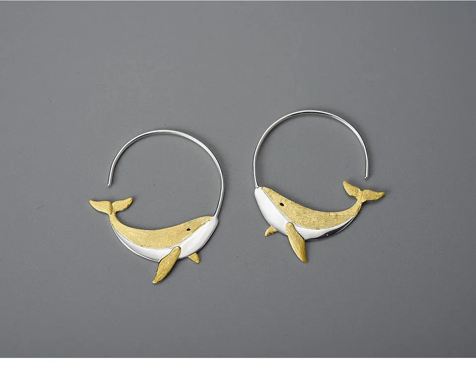 Whale Round Hoop Earrings