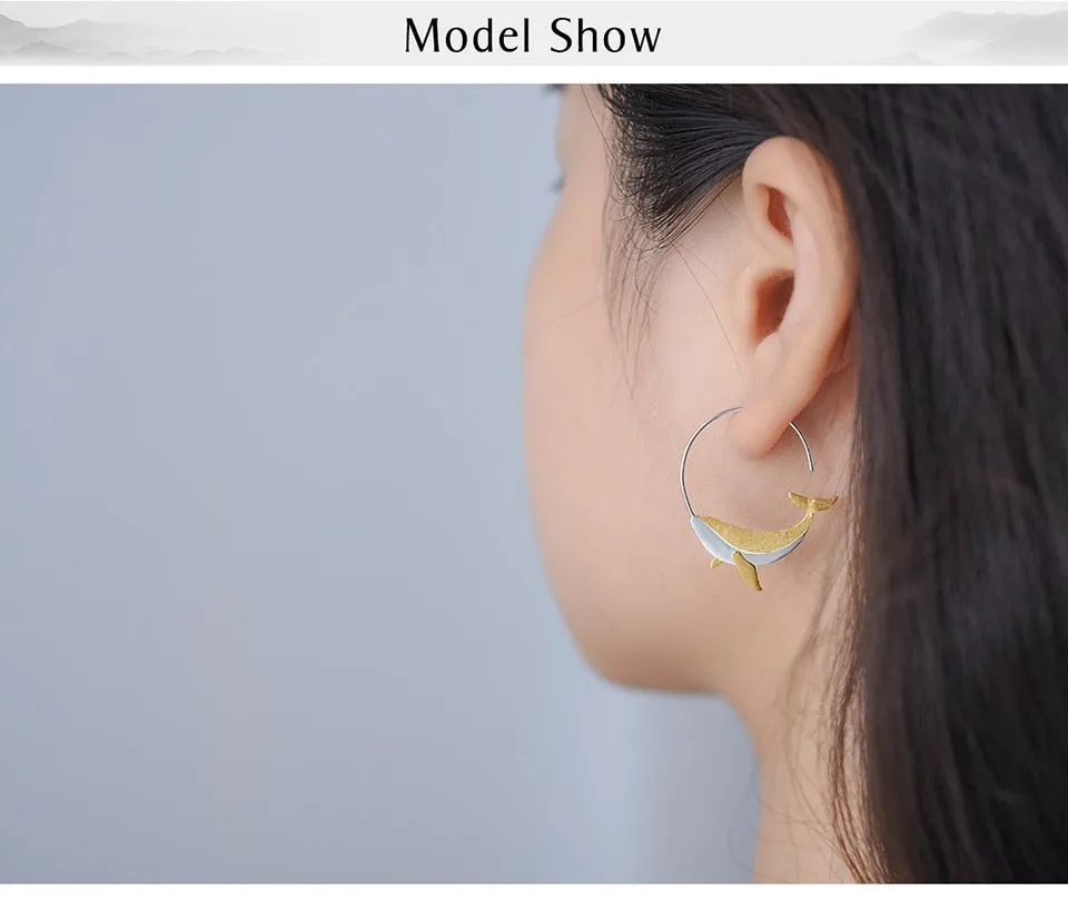 Whale Round Hoop Earrings