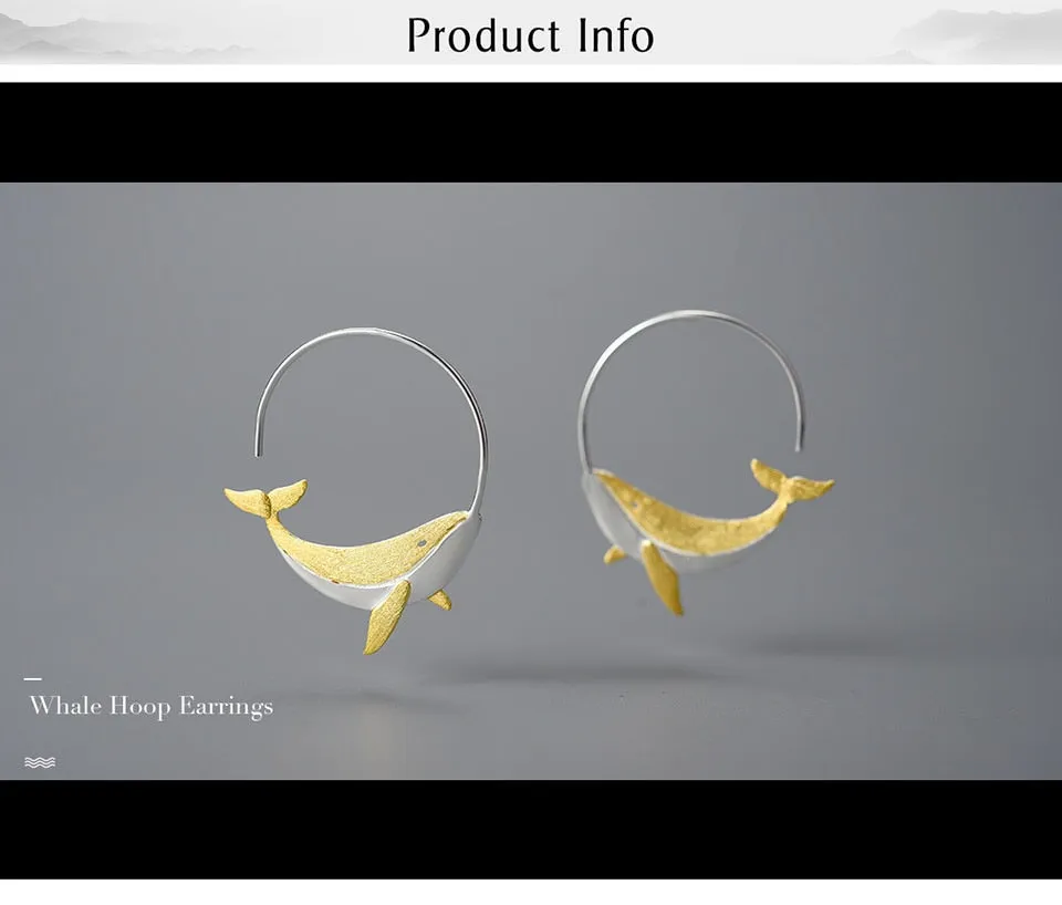 Whale Round Hoop Earrings