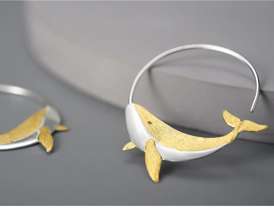 Whale Round Hoop Earrings