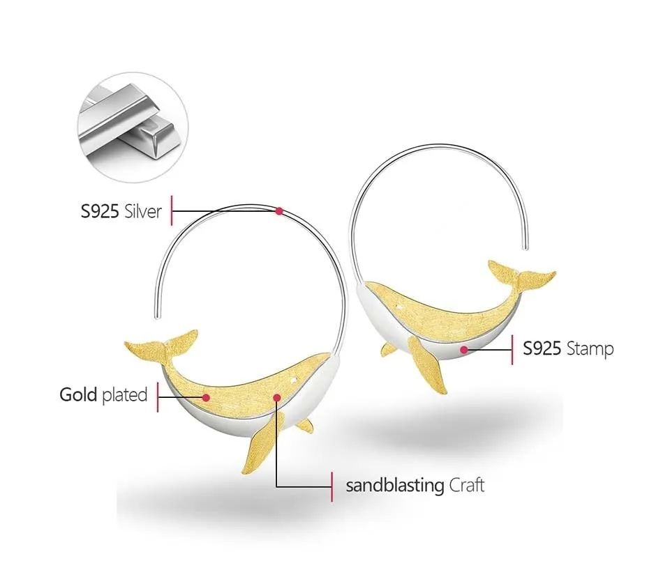 Whale Round Hoop Earrings