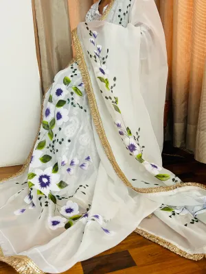 White Designer Organza Dupatta