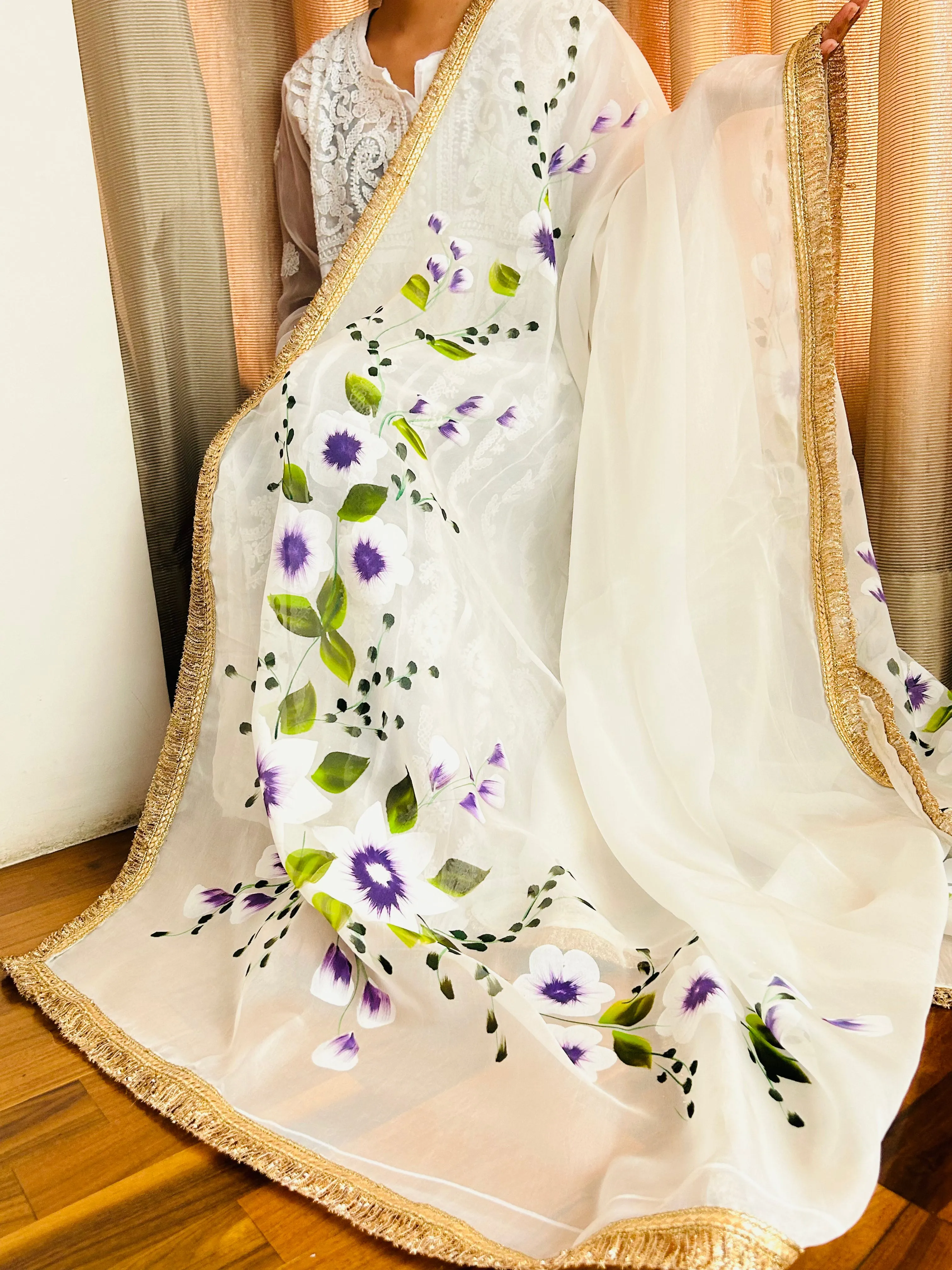 White Designer Organza Dupatta