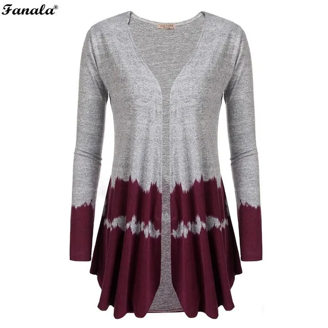 Women Casual V-Neck Long Sleeve Patchwork