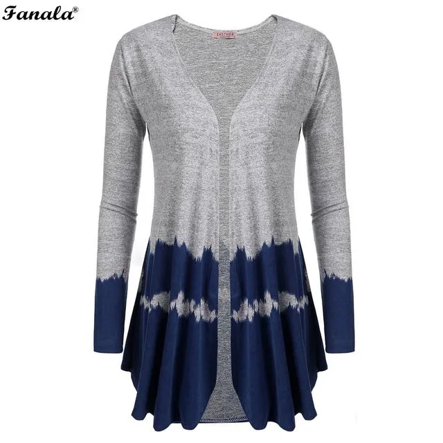 Women Casual V-Neck Long Sleeve Patchwork