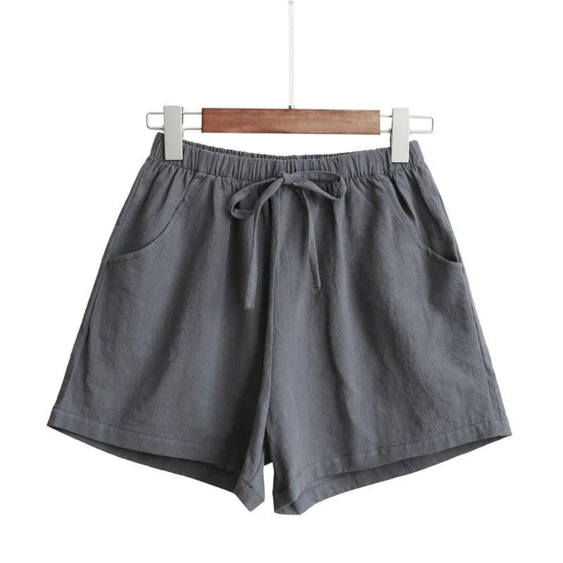 Women Cotton Linen Shorts High Waist Shorts Short Pants Women Fashion Casual Sports Shorts Female