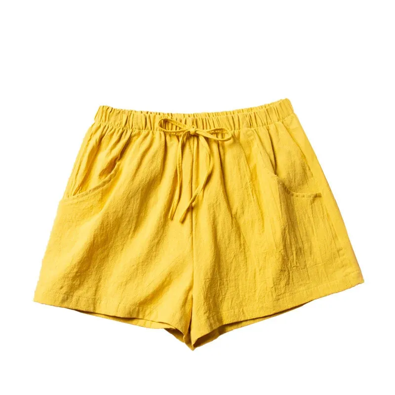Women Cotton Linen Shorts High Waist Shorts Short Pants Women Fashion Casual Sports Shorts Female