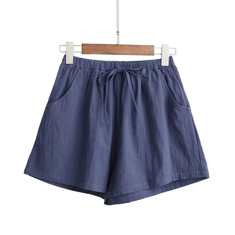 Women Cotton Linen Shorts High Waist Shorts Short Pants Women Fashion Casual Sports Shorts Female