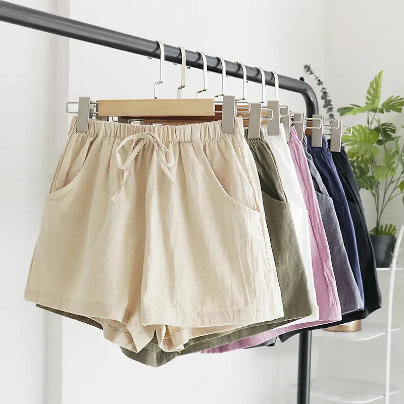 Women Cotton Linen Shorts High Waist Shorts Short Pants Women Fashion Casual Sports Shorts Female