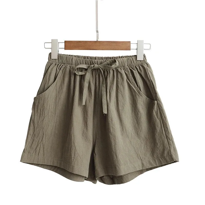 Women Cotton Linen Shorts High Waist Shorts Short Pants Women Fashion Casual Sports Shorts Female