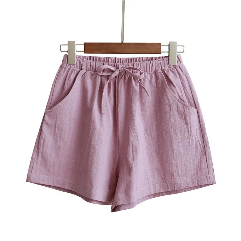 Women Cotton Linen Shorts High Waist Shorts Short Pants Women Fashion Casual Sports Shorts Female