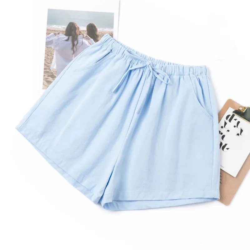 Women Cotton Linen Shorts High Waist Shorts Short Pants Women Fashion Casual Sports Shorts Female