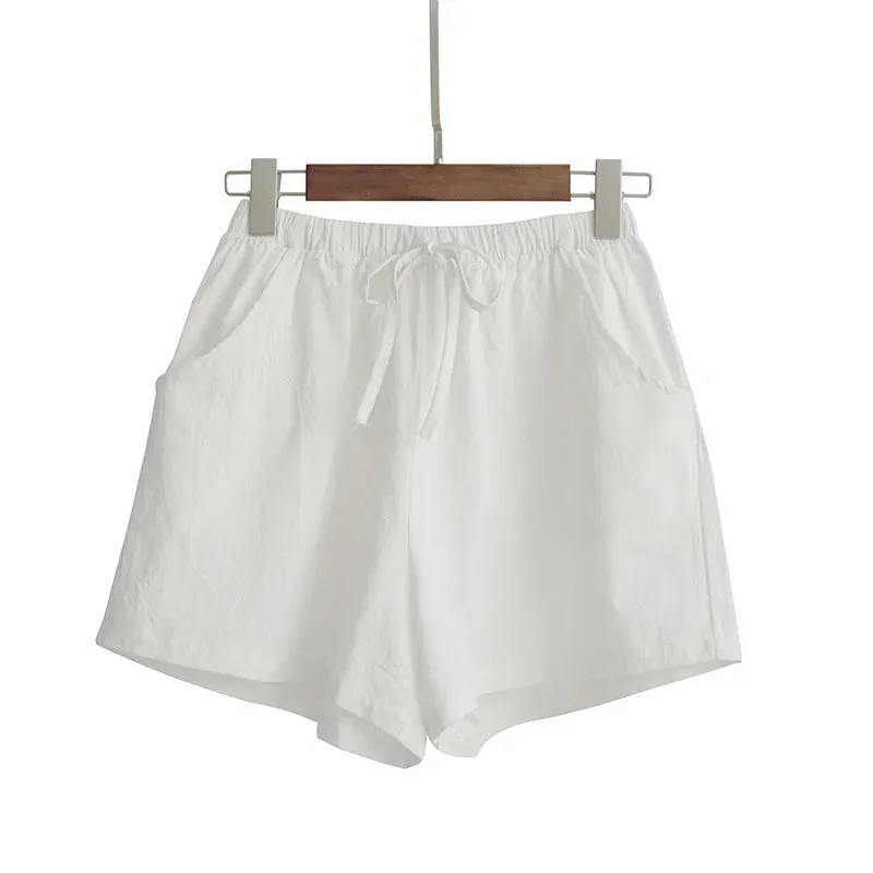 Women Cotton Linen Shorts High Waist Shorts Short Pants Women Fashion Casual Sports Shorts Female