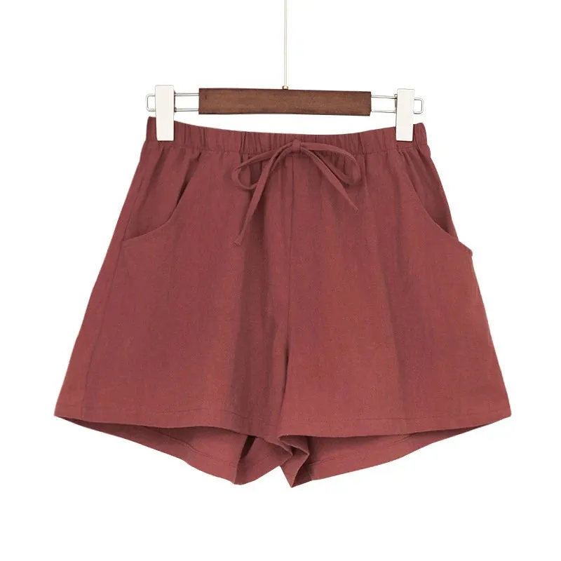 Women Cotton Linen Shorts High Waist Shorts Short Pants Women Fashion Casual Sports Shorts Female