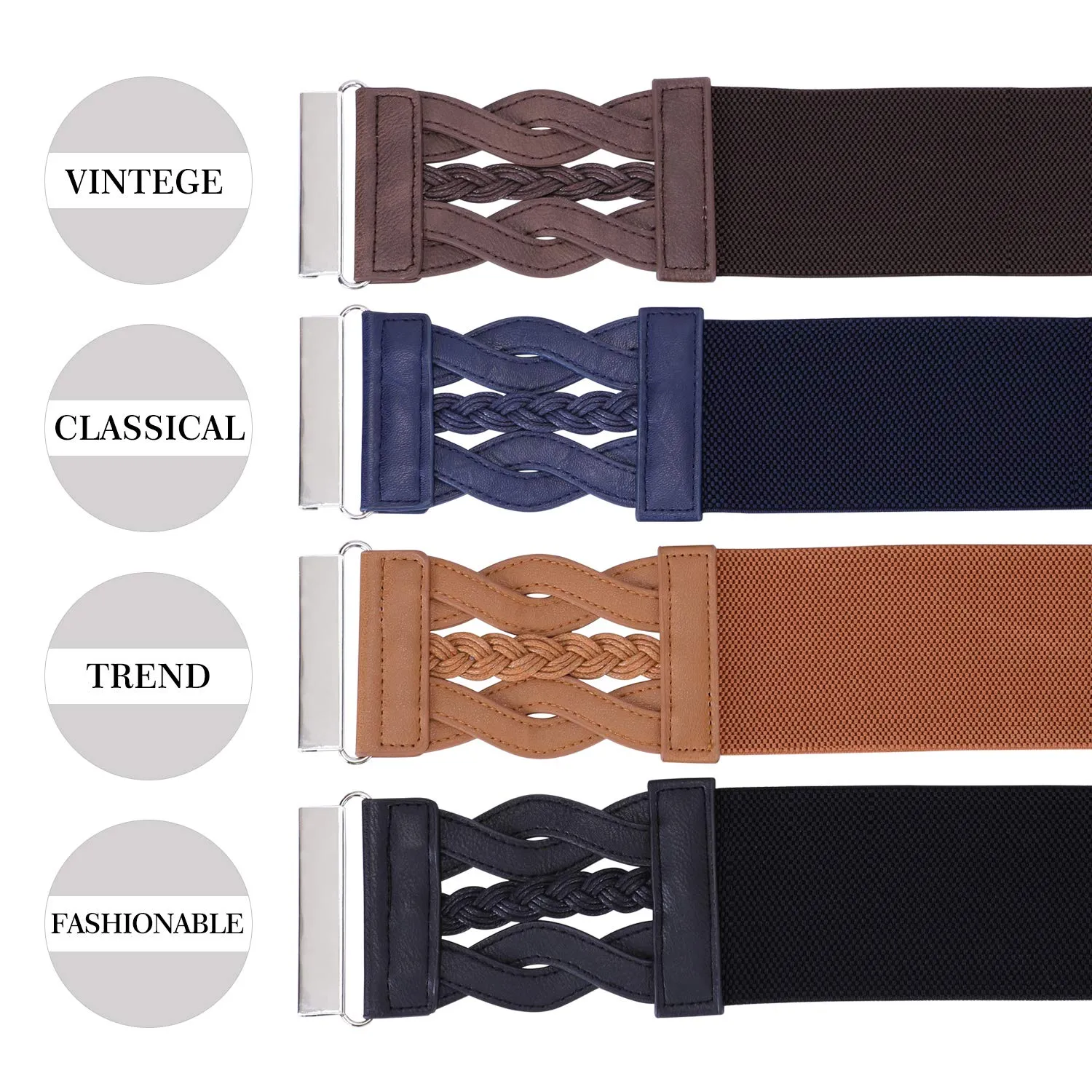 Women Elastic Stretchy Retro Wide Waist Cinch Belt 50s Vintage Ladies Dress Plus Size Belt By JASGOOD