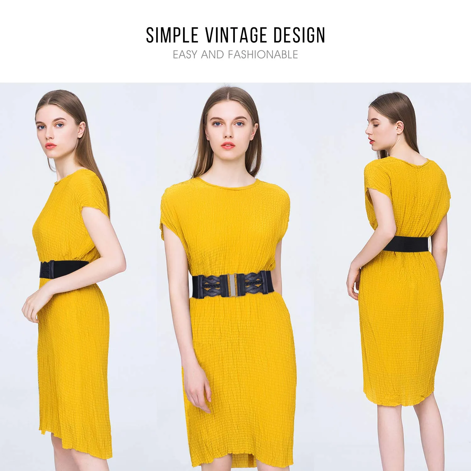 Women Elastic Stretchy Retro Wide Waist Cinch Belt 50s Vintage Ladies Dress Plus Size Belt By JASGOOD