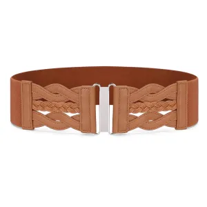 Women Elastic Stretchy Retro Wide Waist Cinch Belt 50s Vintage Ladies Dress Plus Size Belt By JASGOOD