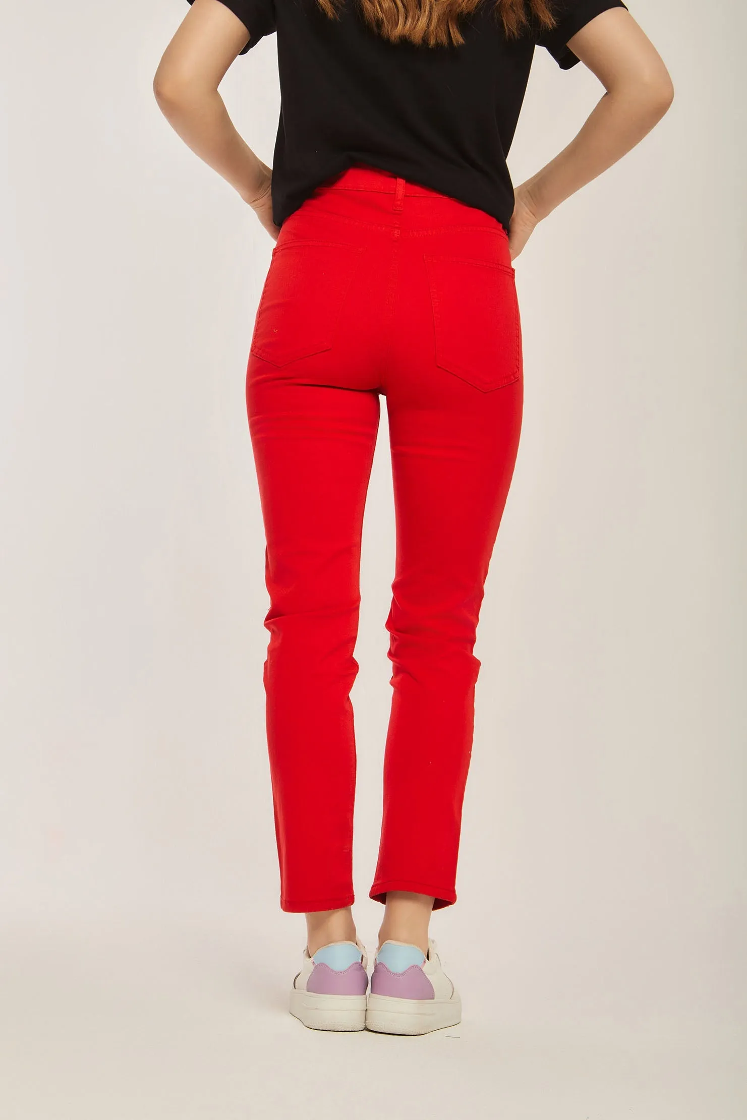 Women Pant Slim Fit Colored orange