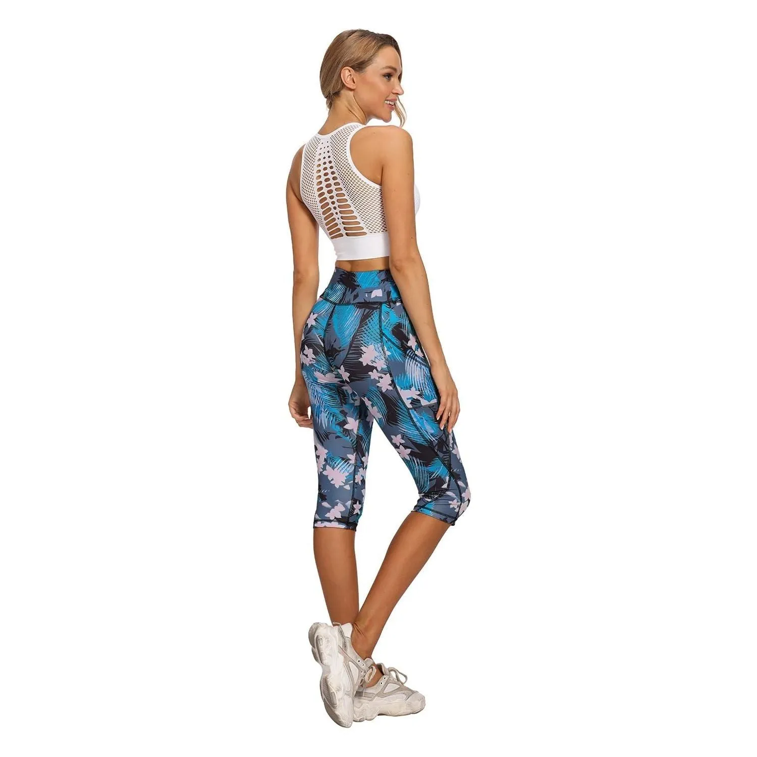 Women's Capri Yoga Pants with Pockets Workout High Waisted Sports Leggings