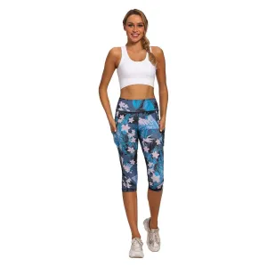 Women's Capri Yoga Pants with Pockets Workout High Waisted Sports Leggings