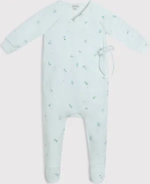 Wrap blue floral footie by Oubon