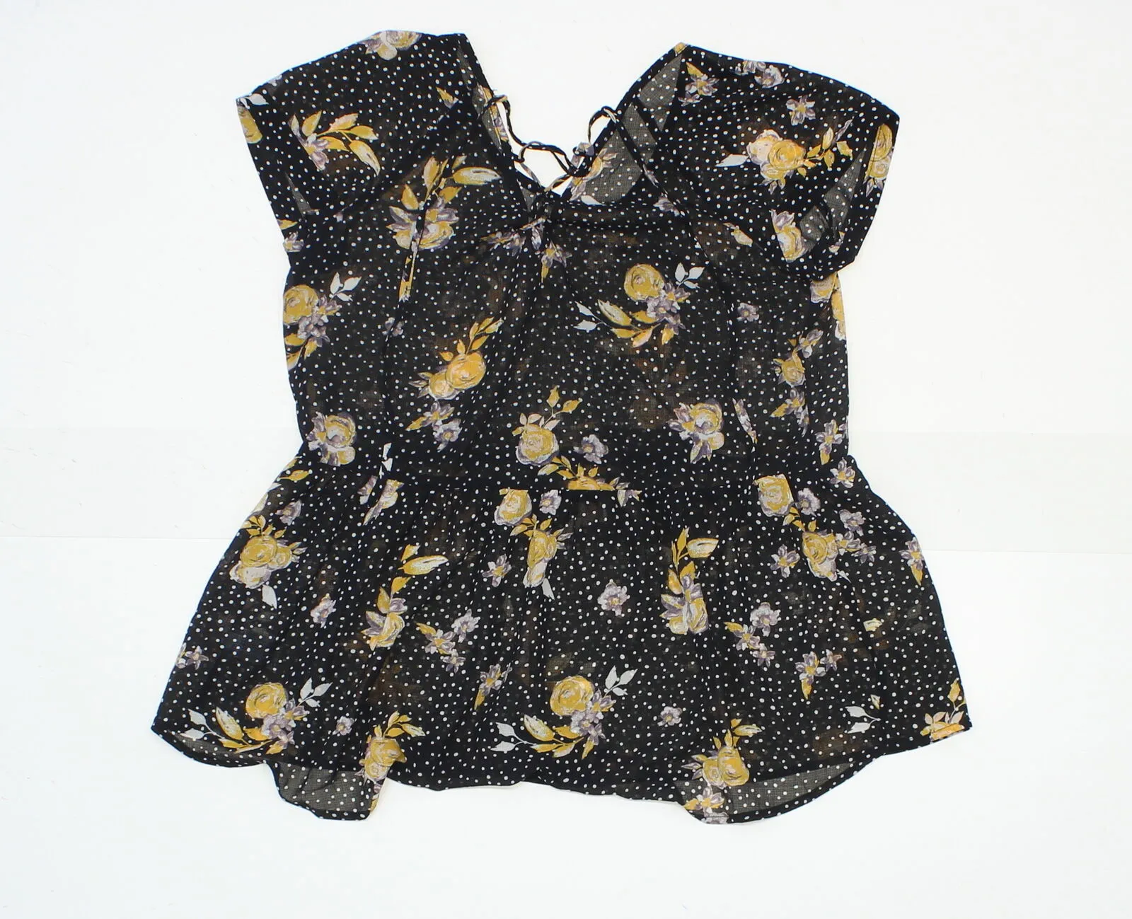 Xhilaration Women's Flutter Sleeve Tie Back Peplum Top Black Medium