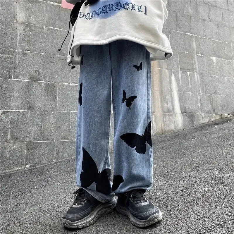 Y2K Butterfly Jeans - Unisex Streetwear Style