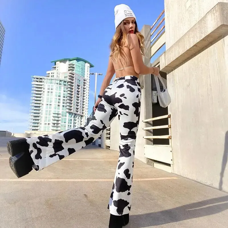 Y2K Jeans with Cowhide Pattern for Streetwear